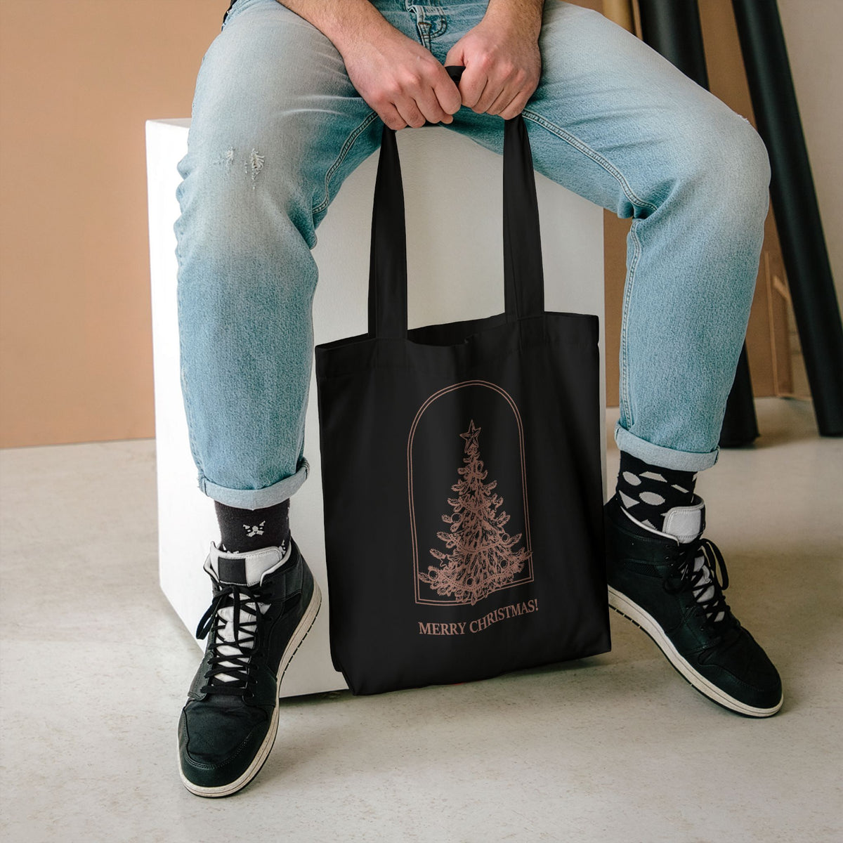 Christmas Tree Tote Bag — Merry Christmas! Holiday Cotton Shopper