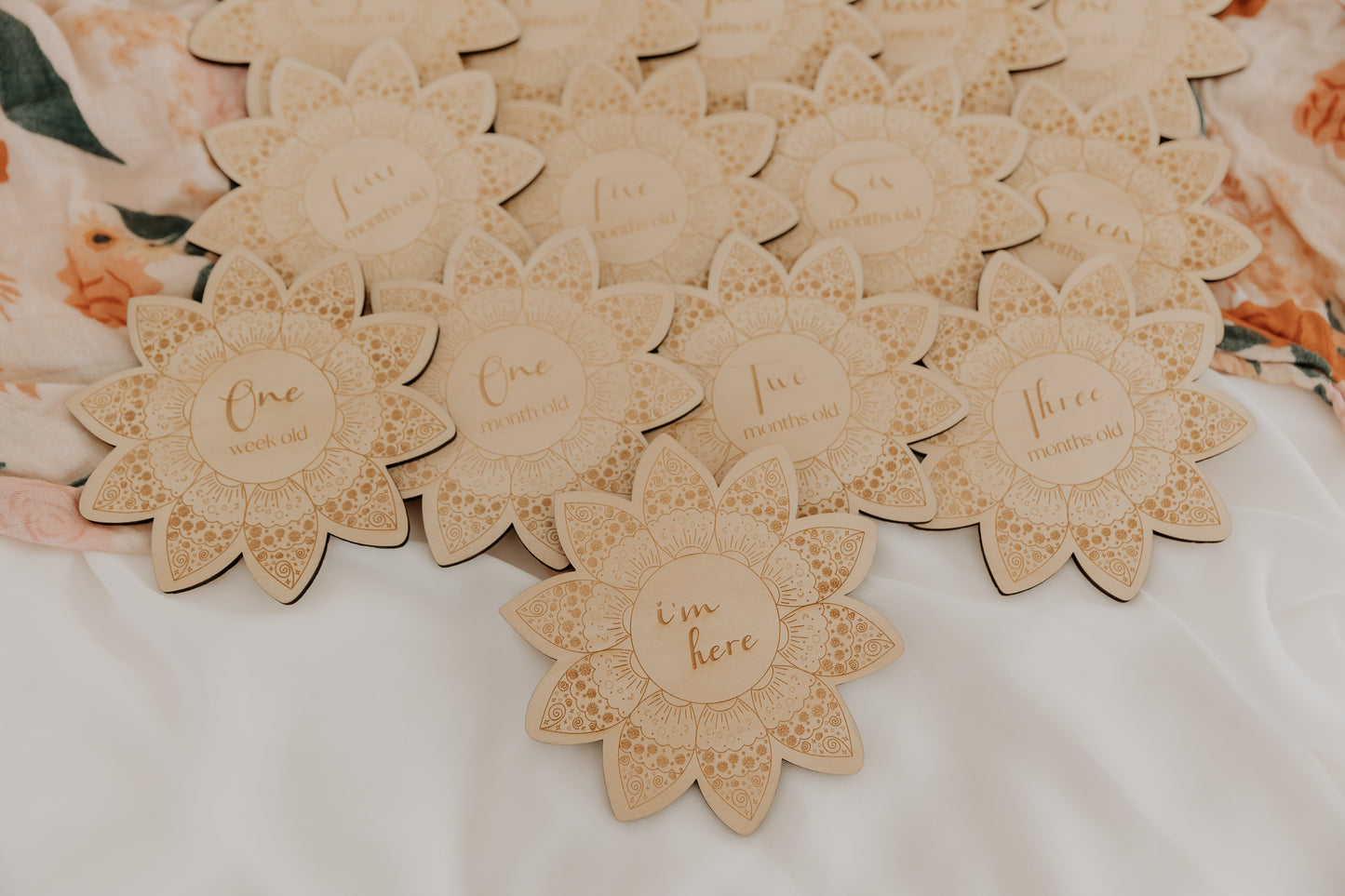 Baby Milestone Cards - Set of 14 Boho Flower
