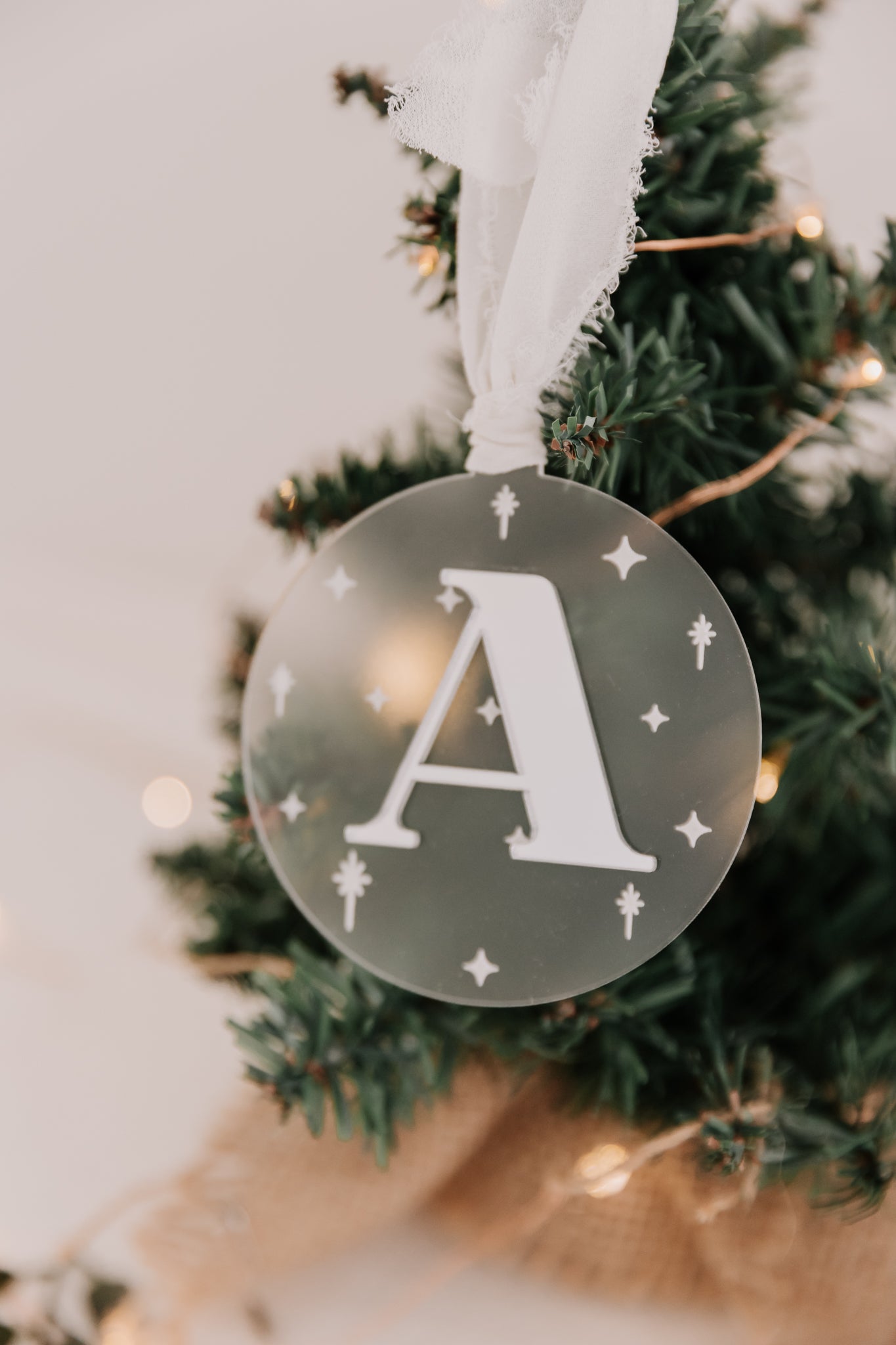 Acrylic Initial Christmas Bauble