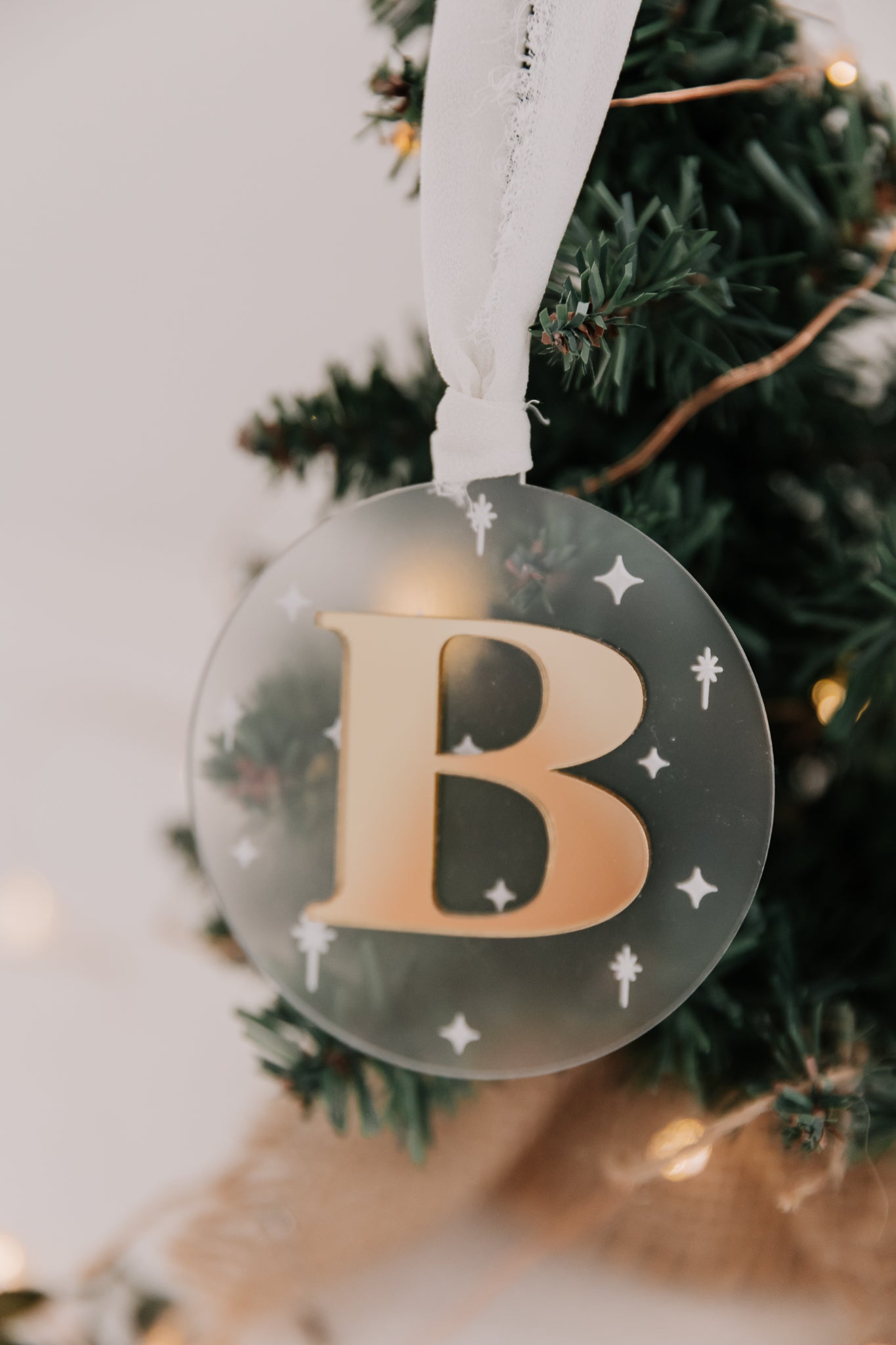 Acrylic Initial Christmas Bauble