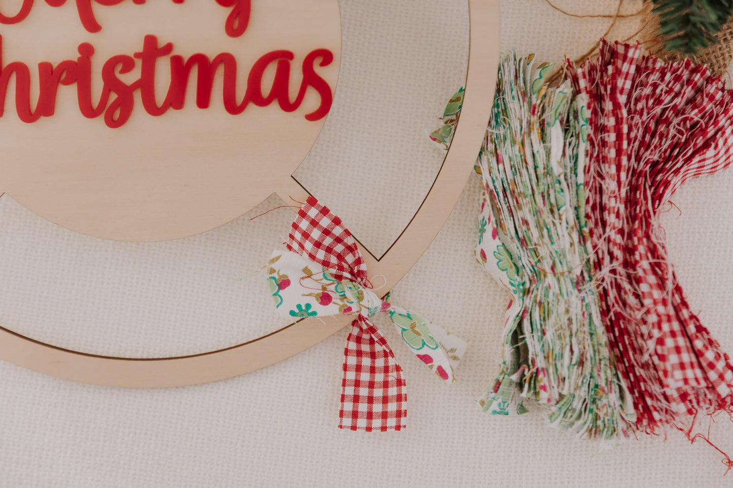 Christmas wreath vintage fabric kit, make your own vintage christmas wreath