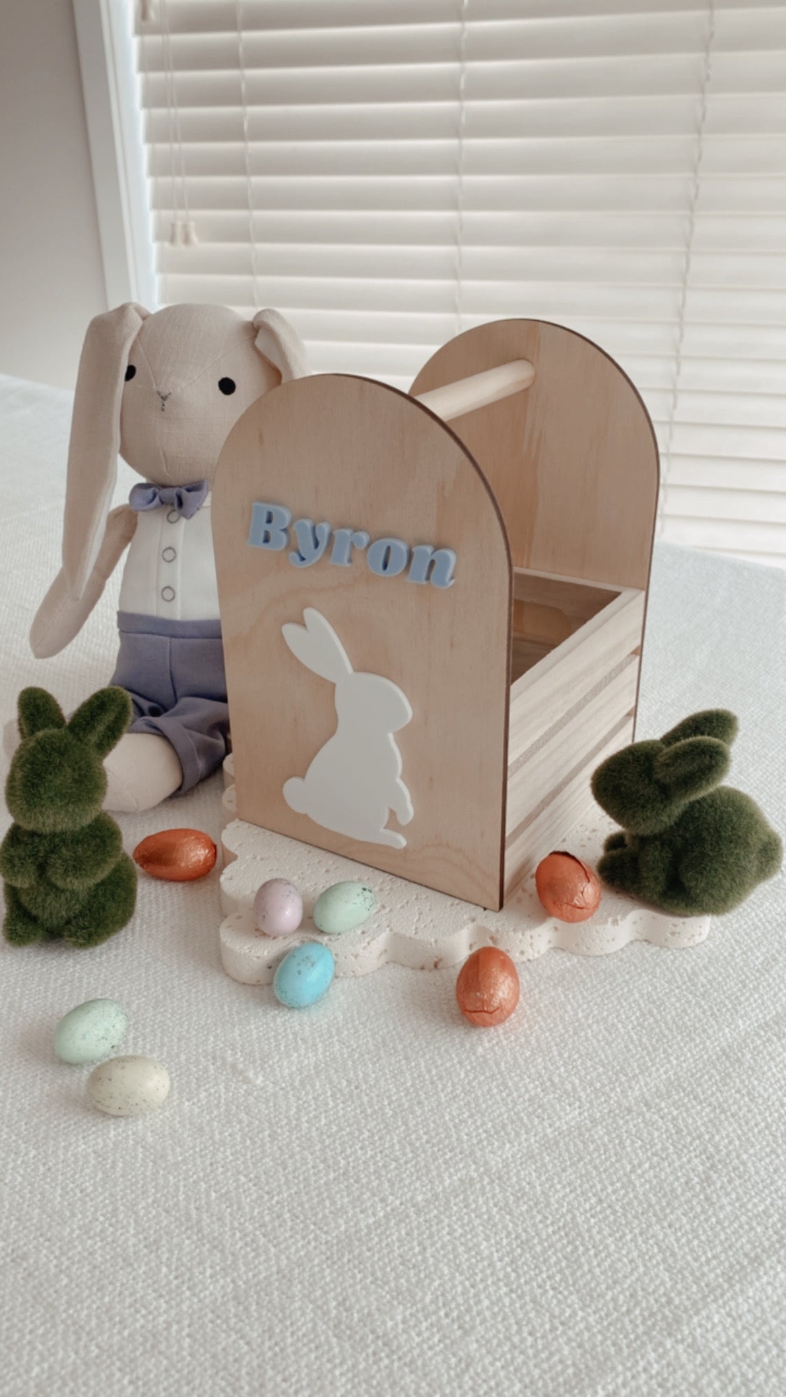 Handmade Easter Basket crate wooden personalised