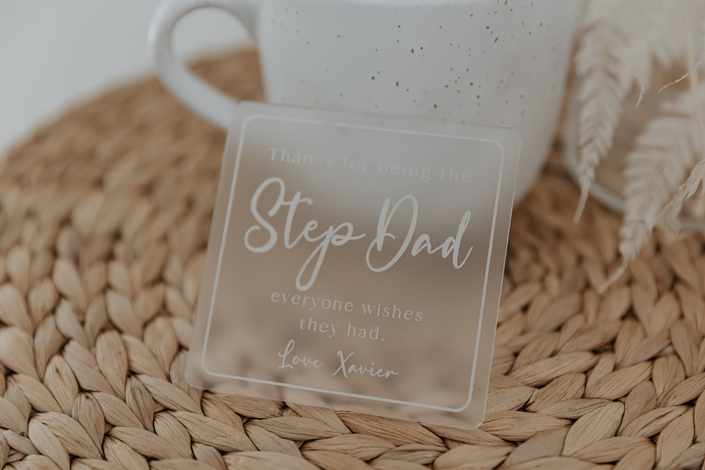 Father's Day gift acrylic drink coasters personalised Step Dad gift