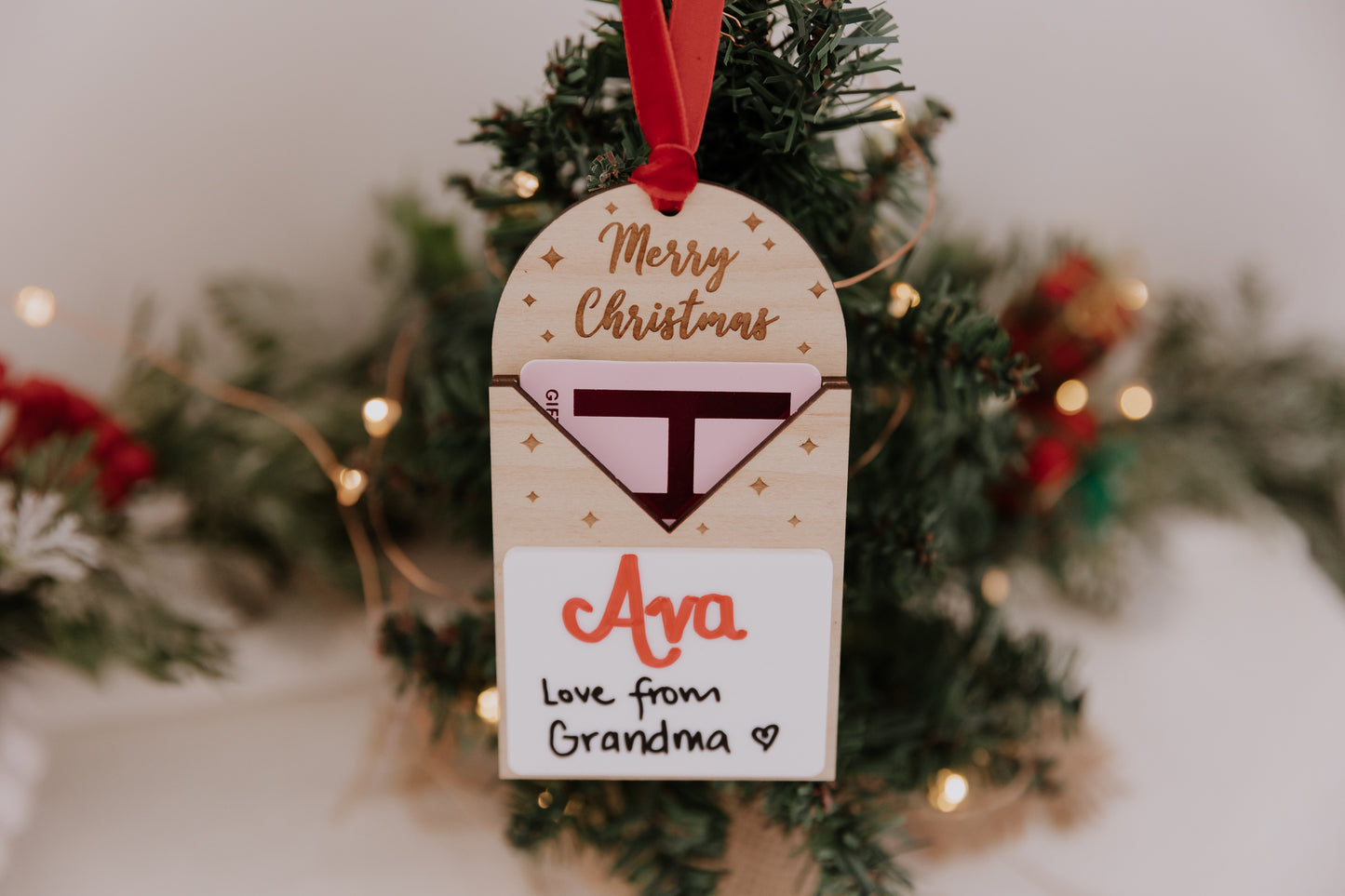 Wooden Christmas gift card holder with dry erase board, re-useable christmas gift card holder whiteboard