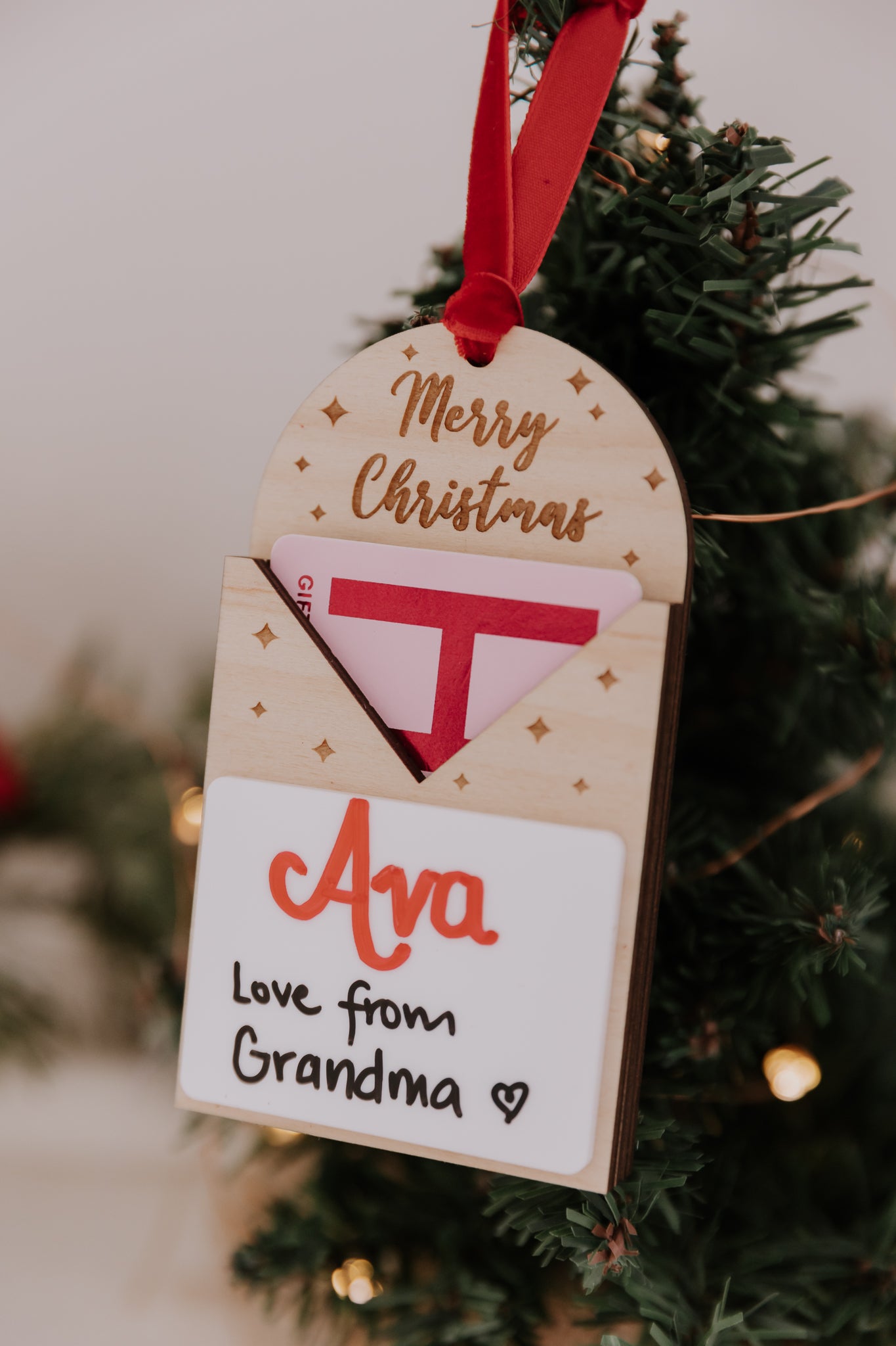 Wooden Christmas gift card holder with dry erase board, re-useable christmas gift card holder whiteboard