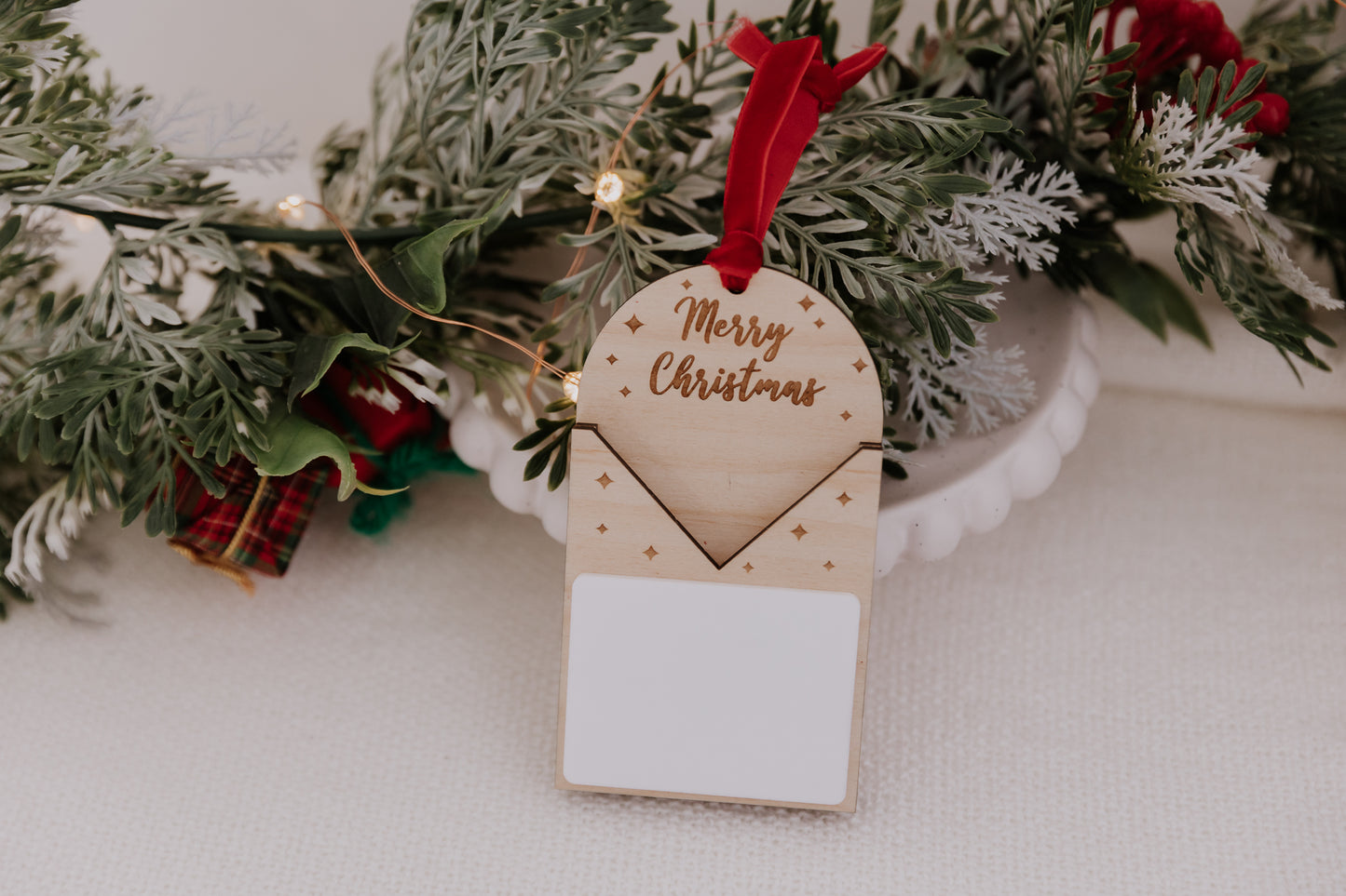 Wooden Christmas gift card holder with dry erase board, re-useable christmas gift card holder whiteboard