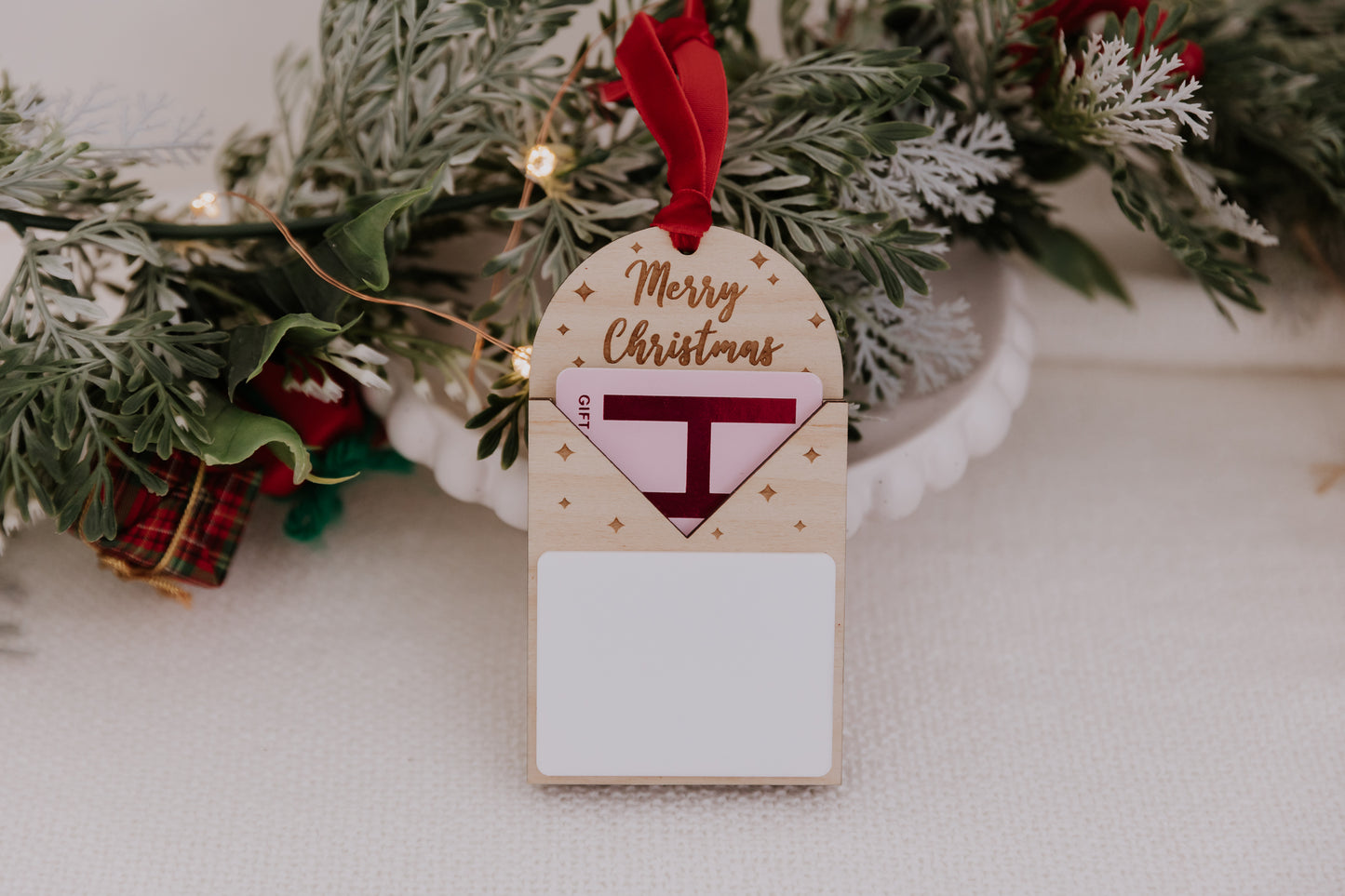 Wooden Christmas gift card holder with dry erase board, re-useable christmas gift card holder whiteboard
