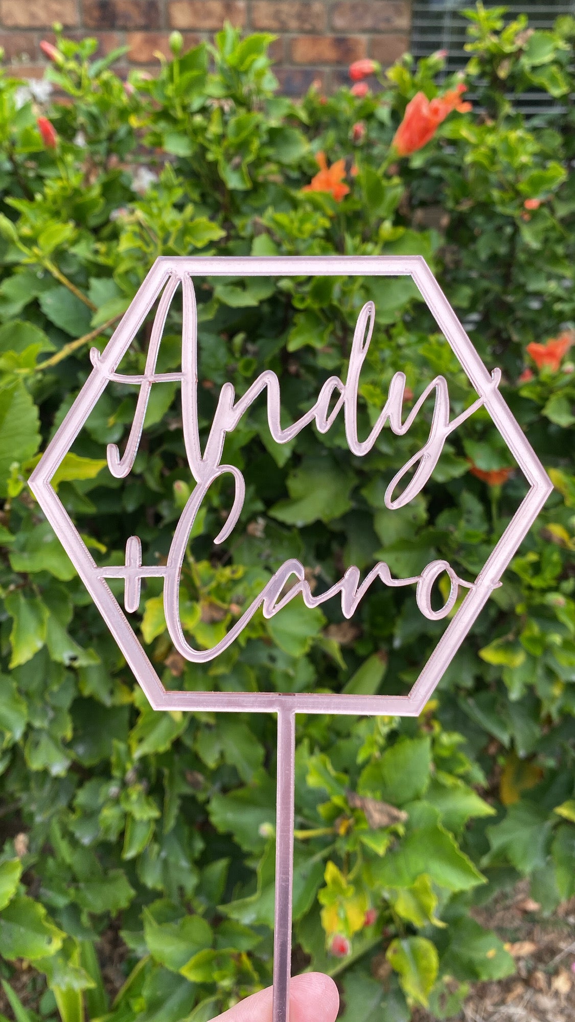 Hexagon Wedding Cake Topper