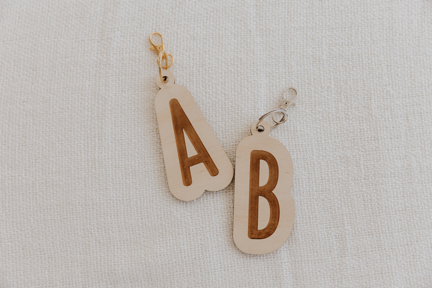 Bag Tag Initial Keyring - Engraved Wood