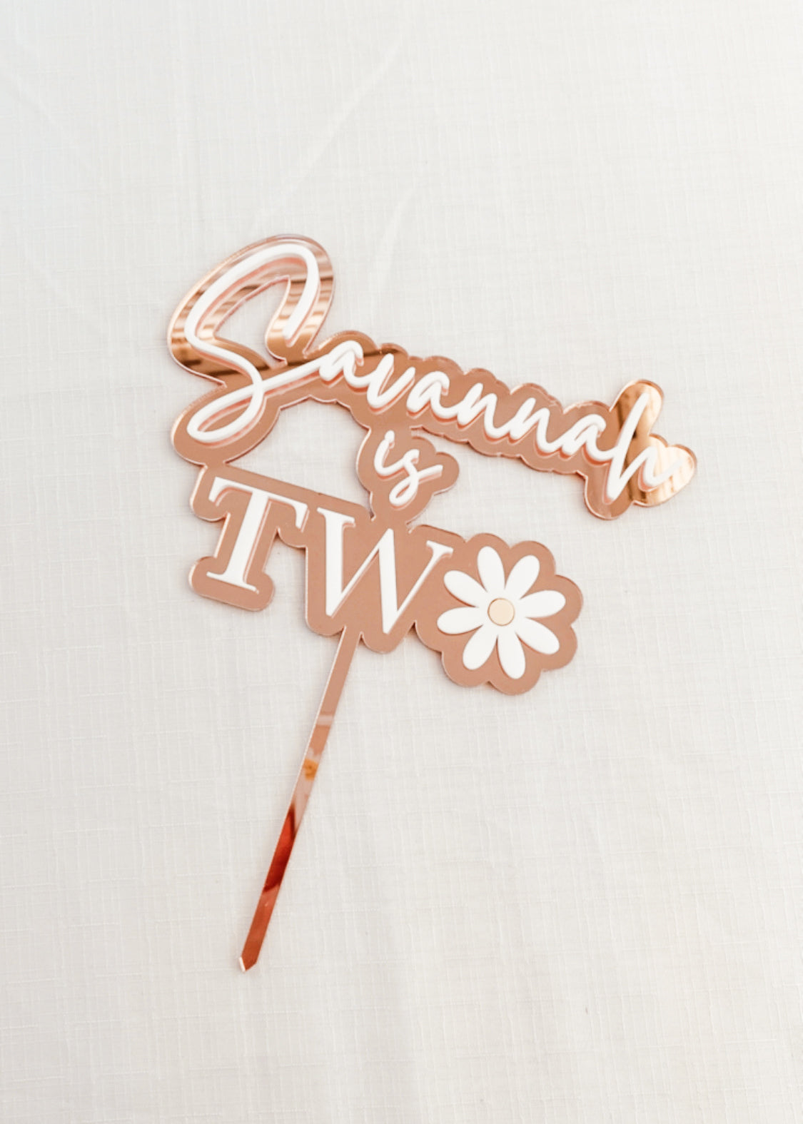 Second birthday Daisy Cake Topper, personalised with name daisy cake topper for kids birthday cake, acrylic cake topper