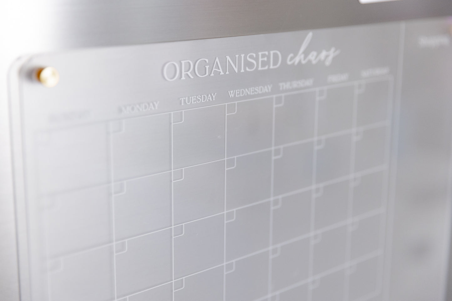 Organised Chaos Monthly Acrylic Fridge Calendar Magnetic