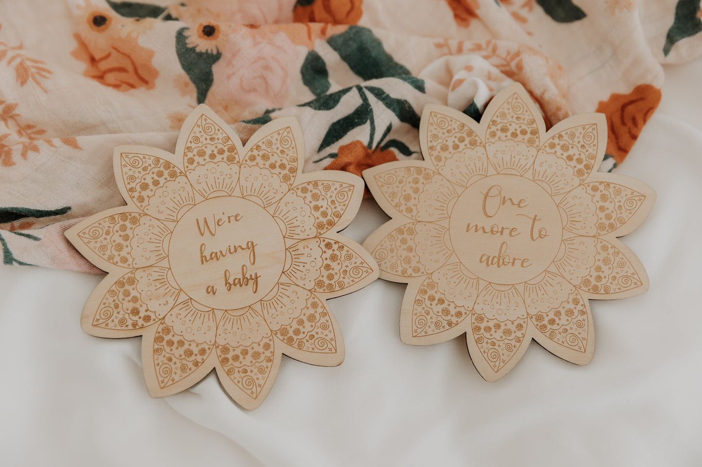 Pregnancy Announcement Plaque - Boho Flower
