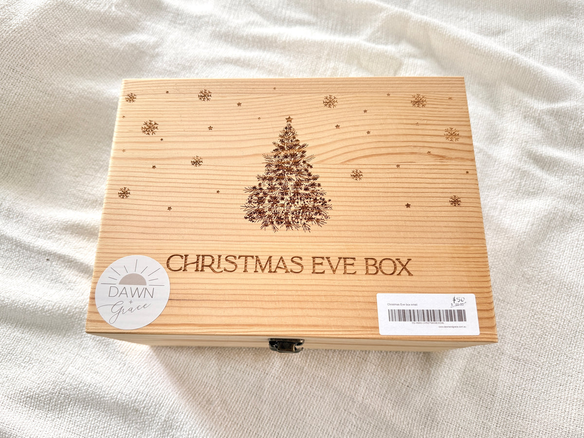 RTS Christmas Eve Wooden Box - SMALL Hinged Lid