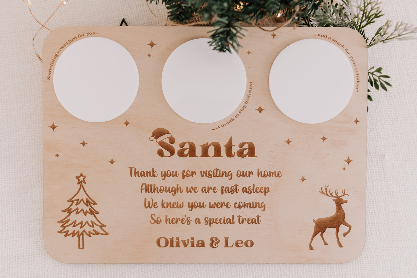 Santa Board personalised christmas eve plate for santa