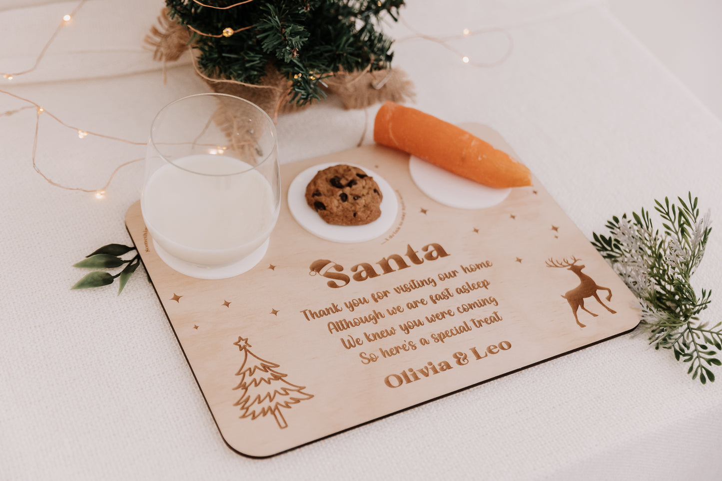Santa Board personalised christmas eve plate for santa engraved
