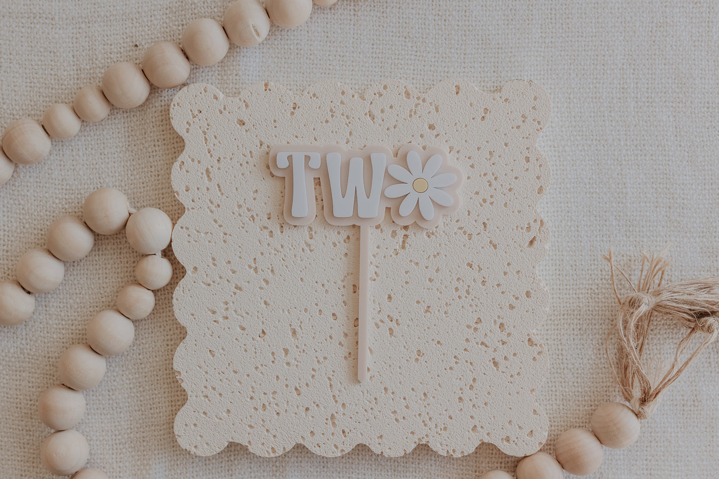 Daisy TWO Second birthday cake topper double layer acrylic