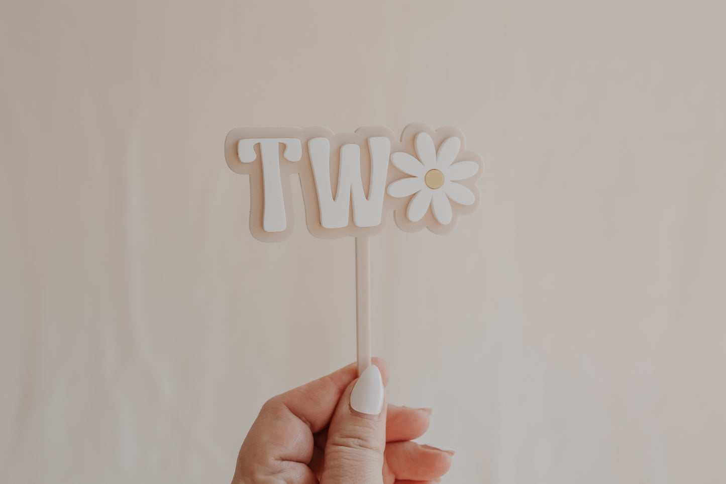 Daisy TWO Second birthday cake topper double layer acrylic