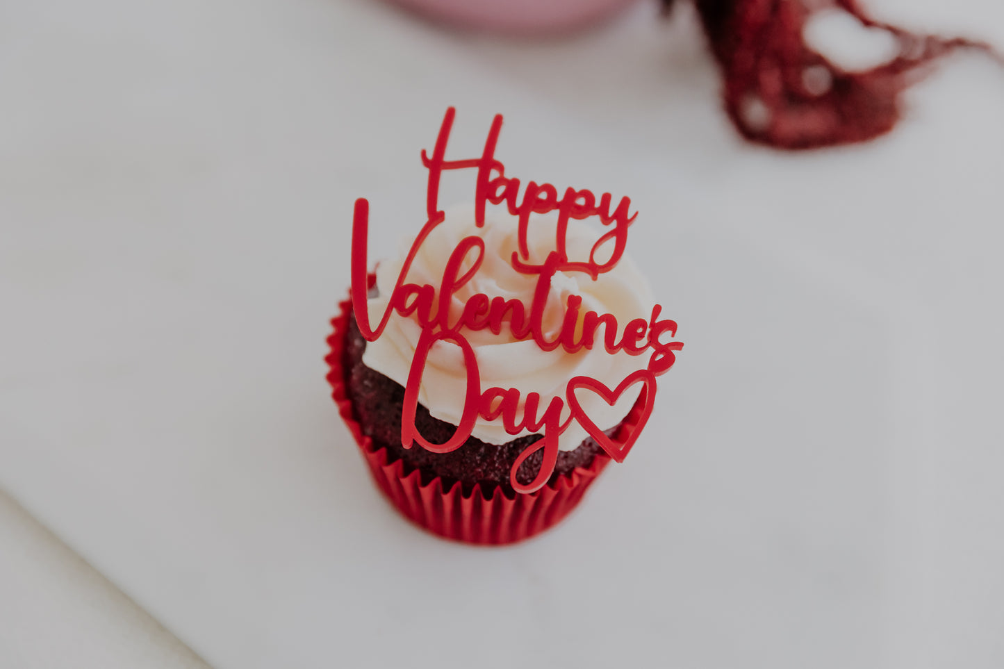Valentine Cake charm, cupcake topper for Valentines Day, Valentine gift for partner husband wife, Happy Valentine's Day