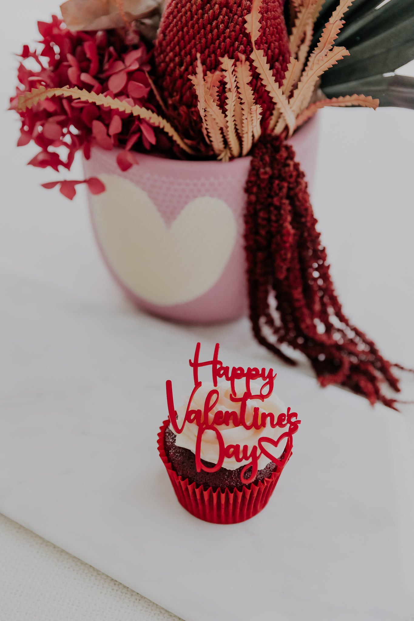 Valentine Cake charm, cupcake topper for Valentines Day, Valentine gift for partner husband wife, Happy Valentine's Day