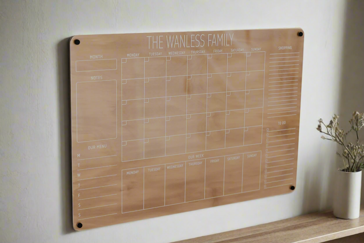 Large wall calendar double layer acrylic and wood
