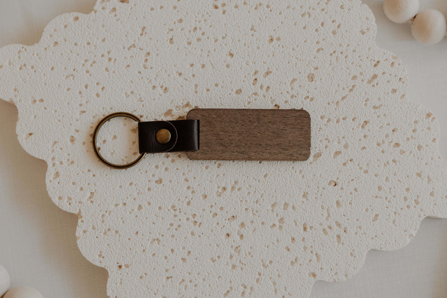 Wooden keyring with personalised messaging
