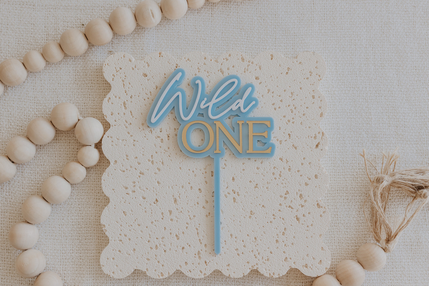 Wild One First Birthday Cake Topper Double Layer Acrylic
