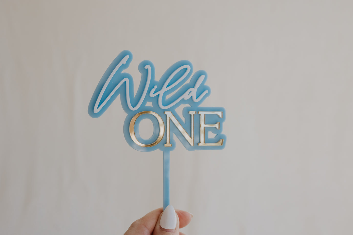 Wild One First Birthday Cake Topper Double Layer Acrylic