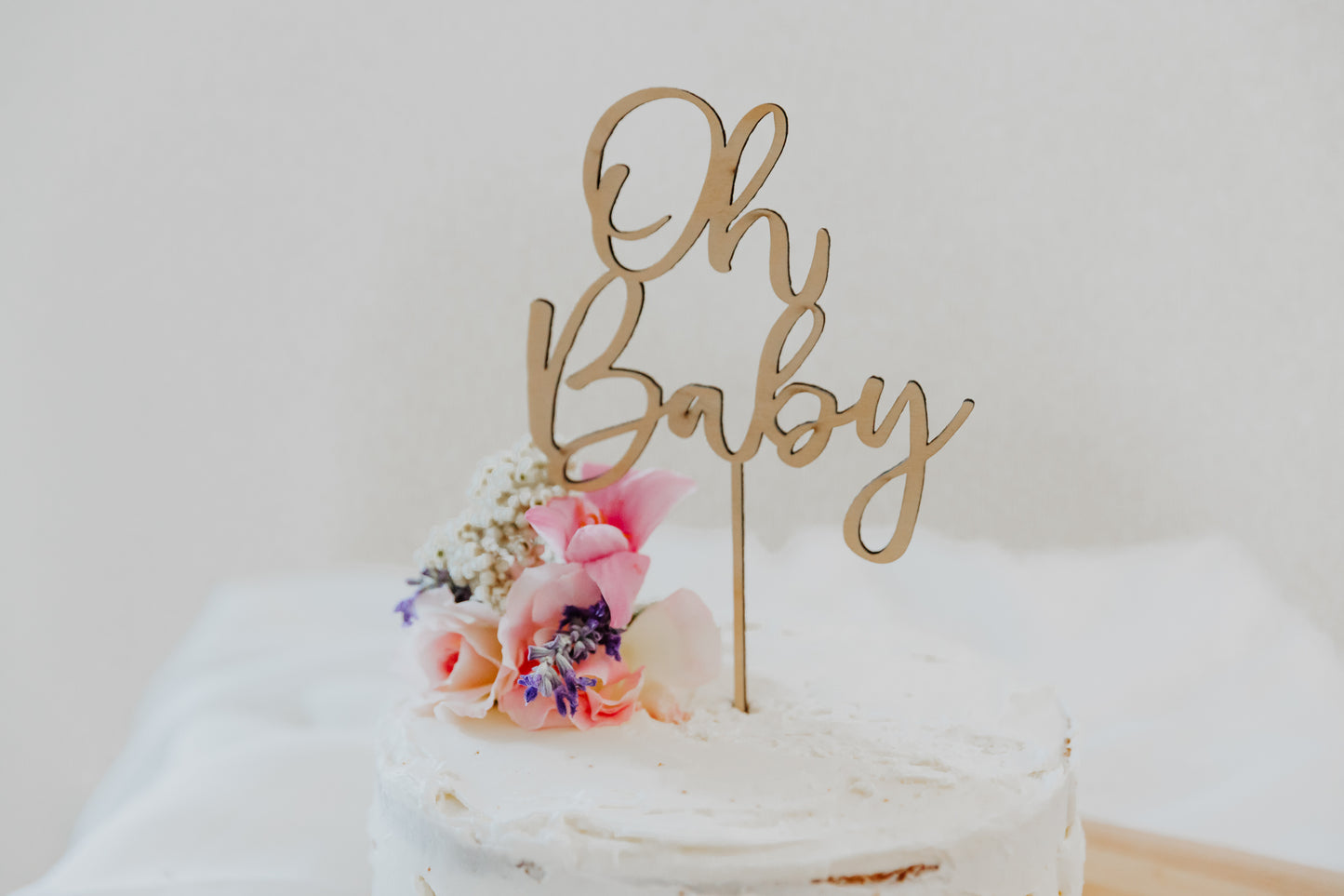 Oh Baby Wooden Baby Shower Cake Topper