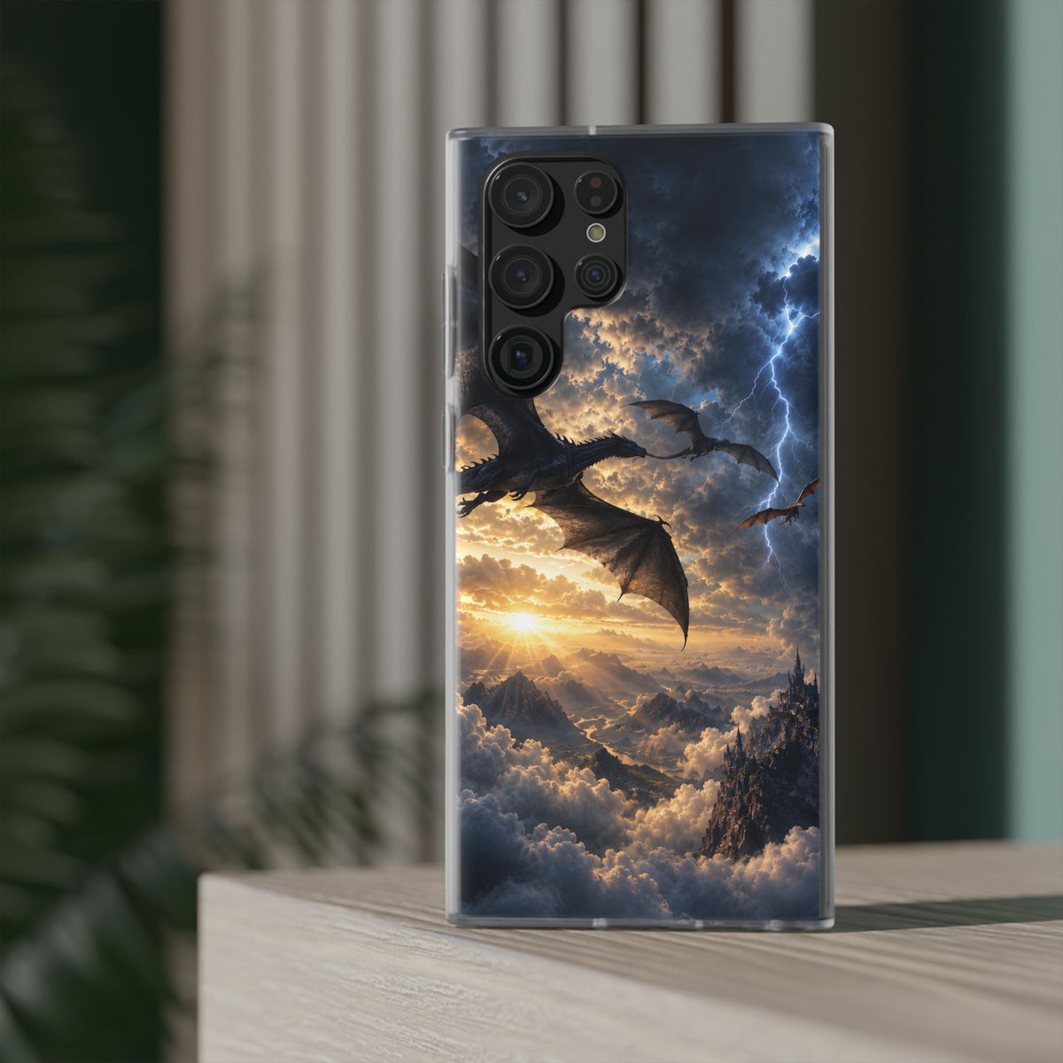 Dragon Storm Phone Case — Fantasy Lightning Sky Flexi Case