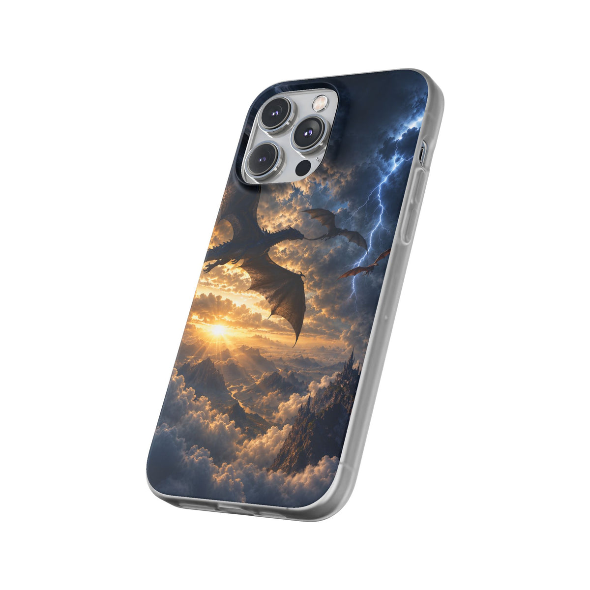 Dragon Storm Phone Case — Fantasy Lightning Sky Flexi Case