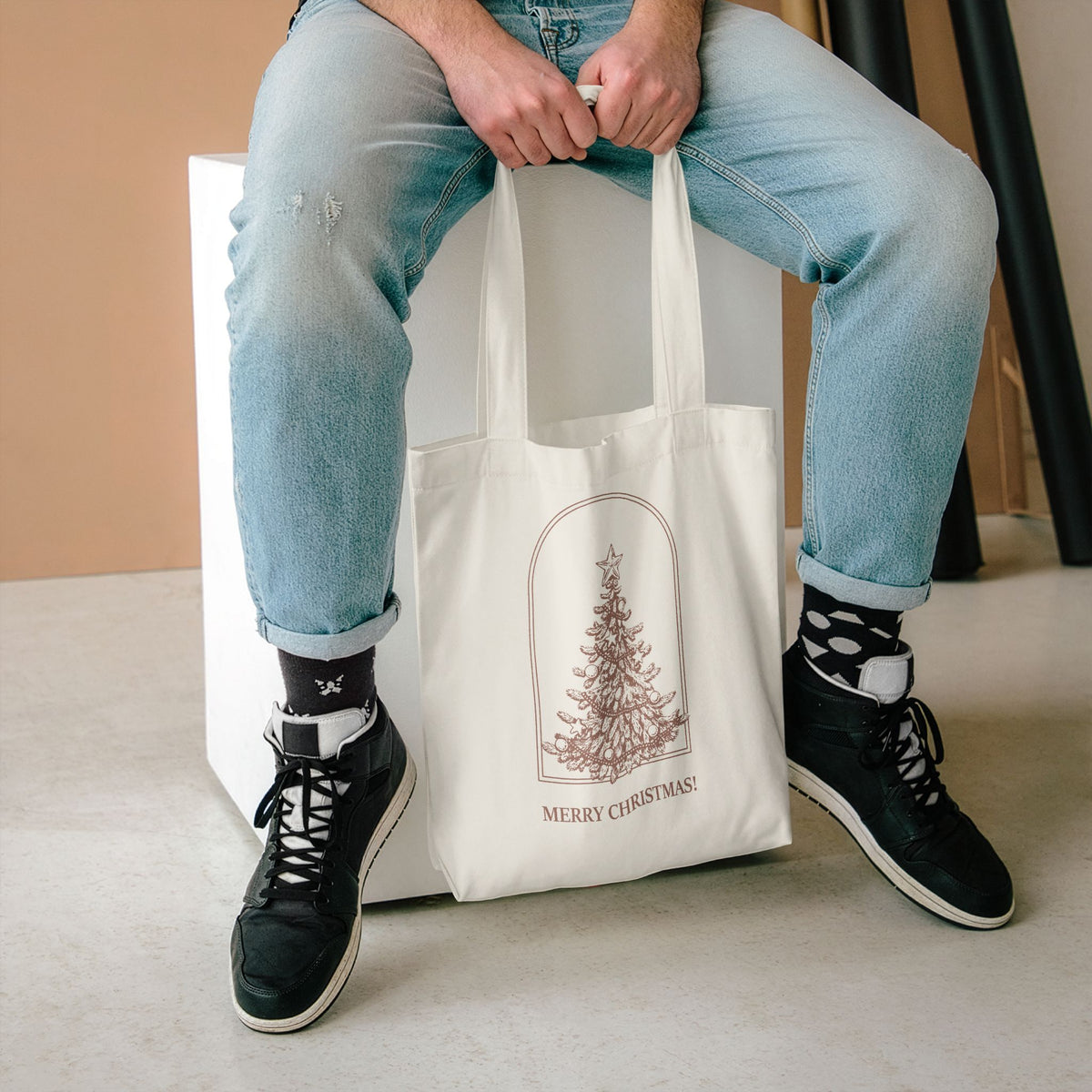 Christmas Tree Tote Bag — Merry Christmas! Holiday Cotton Shopper