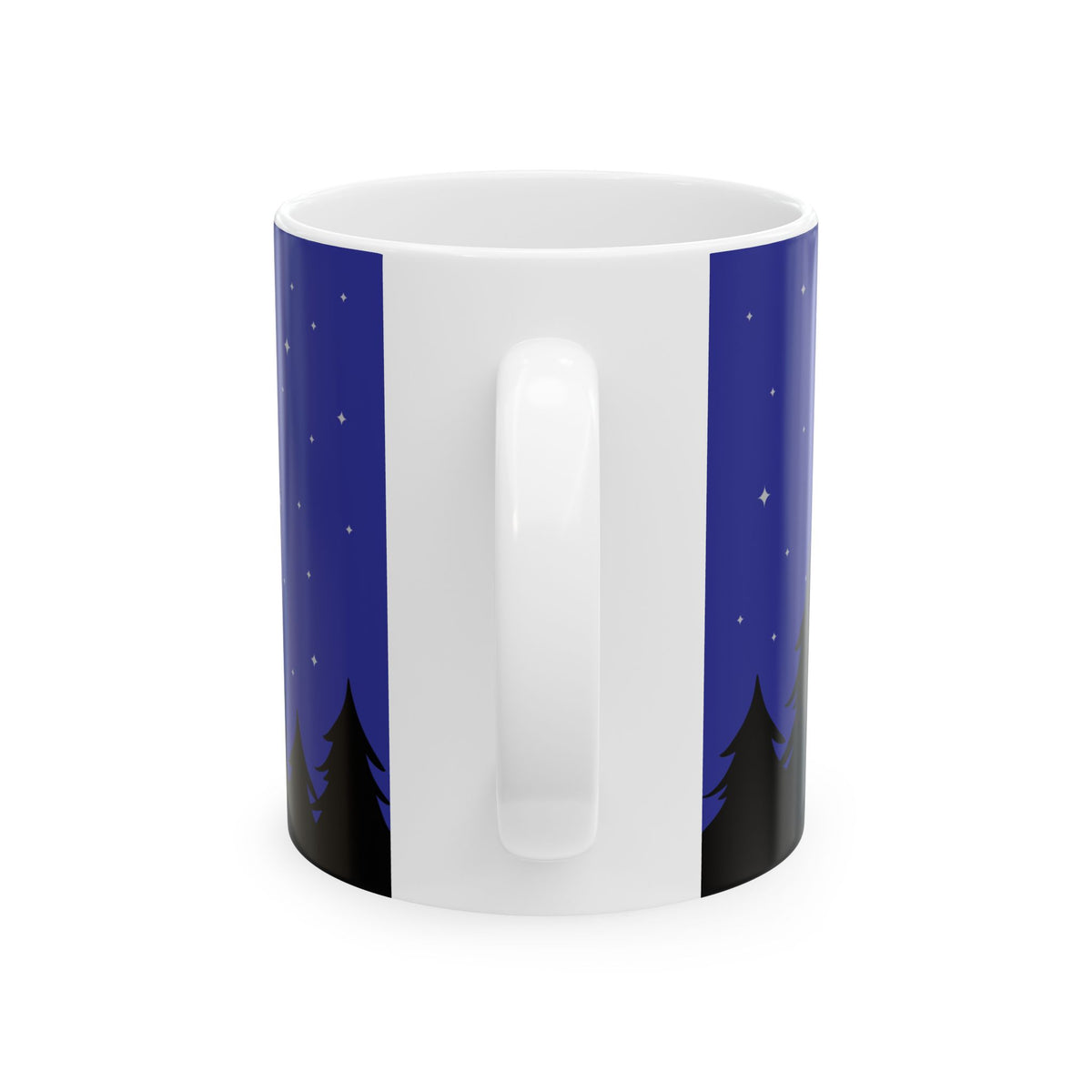 Santa Sleigh Silhouette Ceramic Mug | Night Sky Christmas Coffee Cup