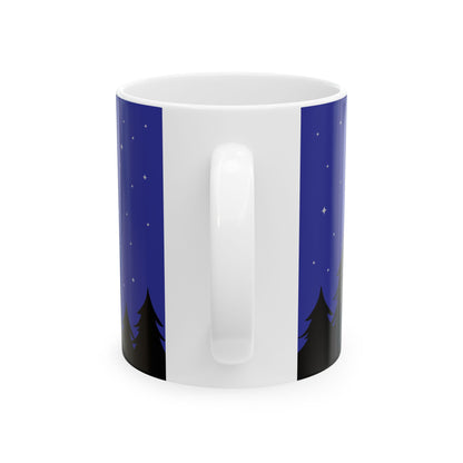 Santa Sleigh Silhouette Ceramic Mug | Night Sky Christmas Coffee Cup
