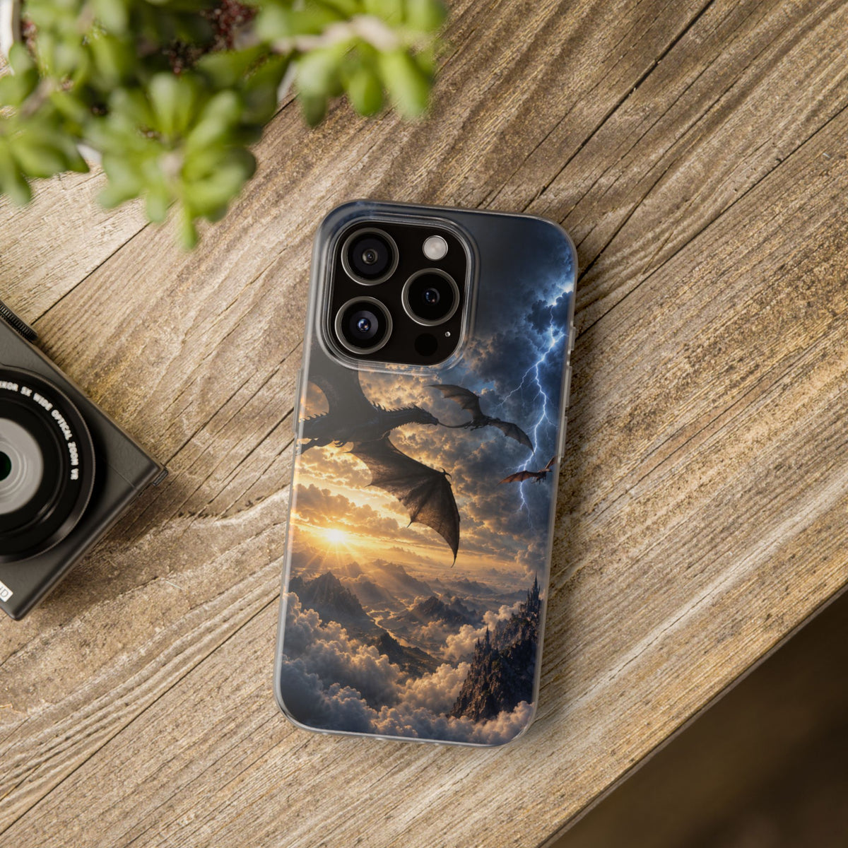 Dragon Storm Phone Case — Fantasy Lightning Sky Flexi Case