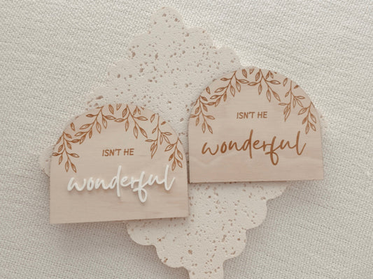 Isn't she lovely, Isn't he wonderful Baby Boy/Girl Announcement Plaque - Arch Wooden