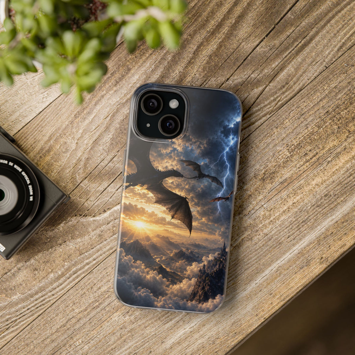 Dragon Storm Phone Case — Fantasy Lightning Sky Flexi Case