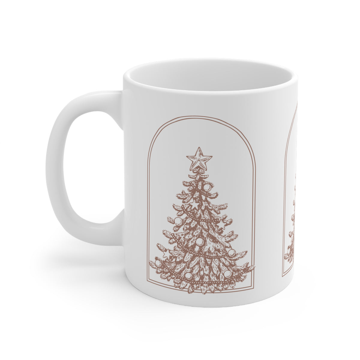 Christmas Tree Ceramic Mug — Minimal Neutral Holiday Coffee Cup