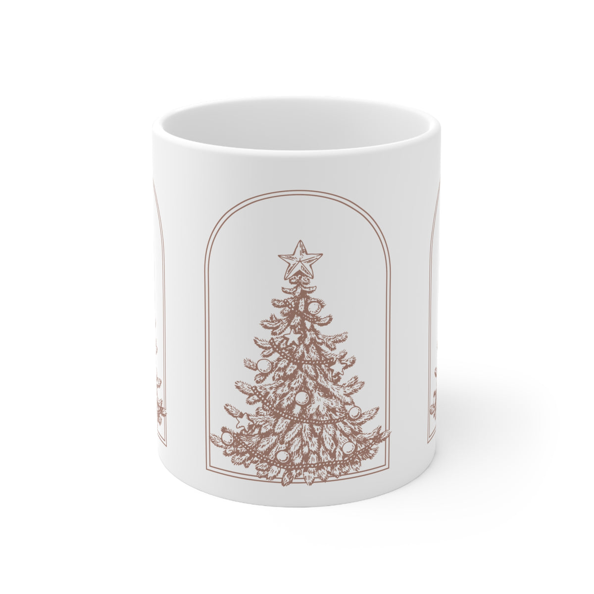 Christmas Tree Ceramic Mug — Minimal Neutral Holiday Coffee Cup