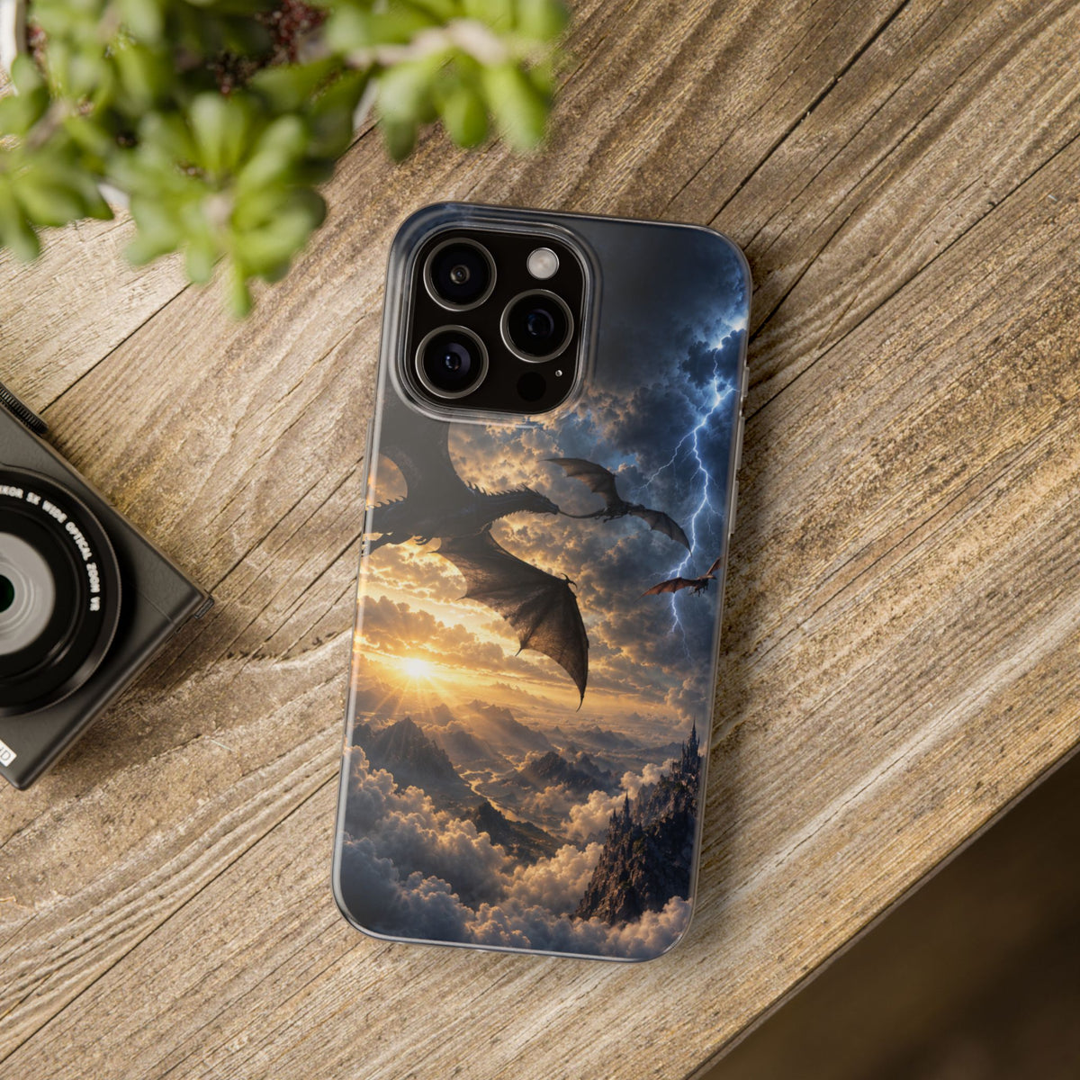 Dragon Storm Phone Case — Fantasy Lightning Sky Flexi Case
