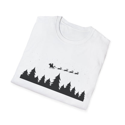 Christmas Night Sky with Pine Tree Silhouette T-Shirt | Starry Forest Scene