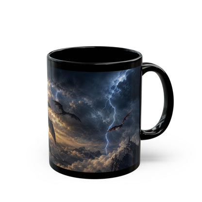 Dragon Storm Black Mug – Fantasy Flying Dragon Coffee Cup (11oz/15oz)
