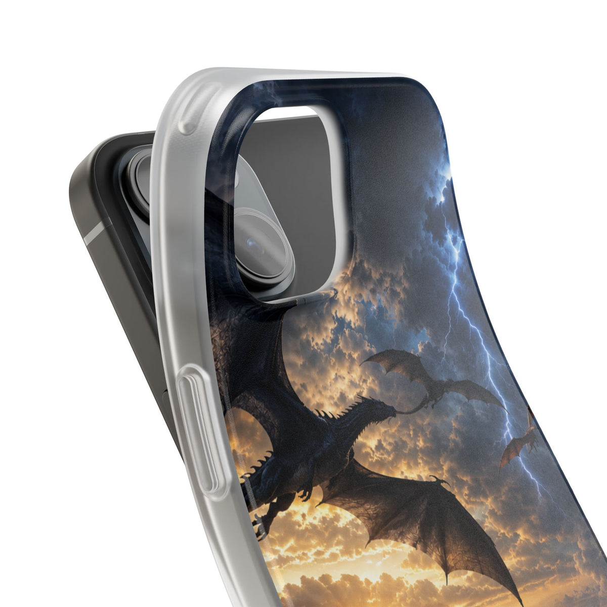 Dragon Storm Phone Case — Fantasy Lightning Sky Flexi Case
