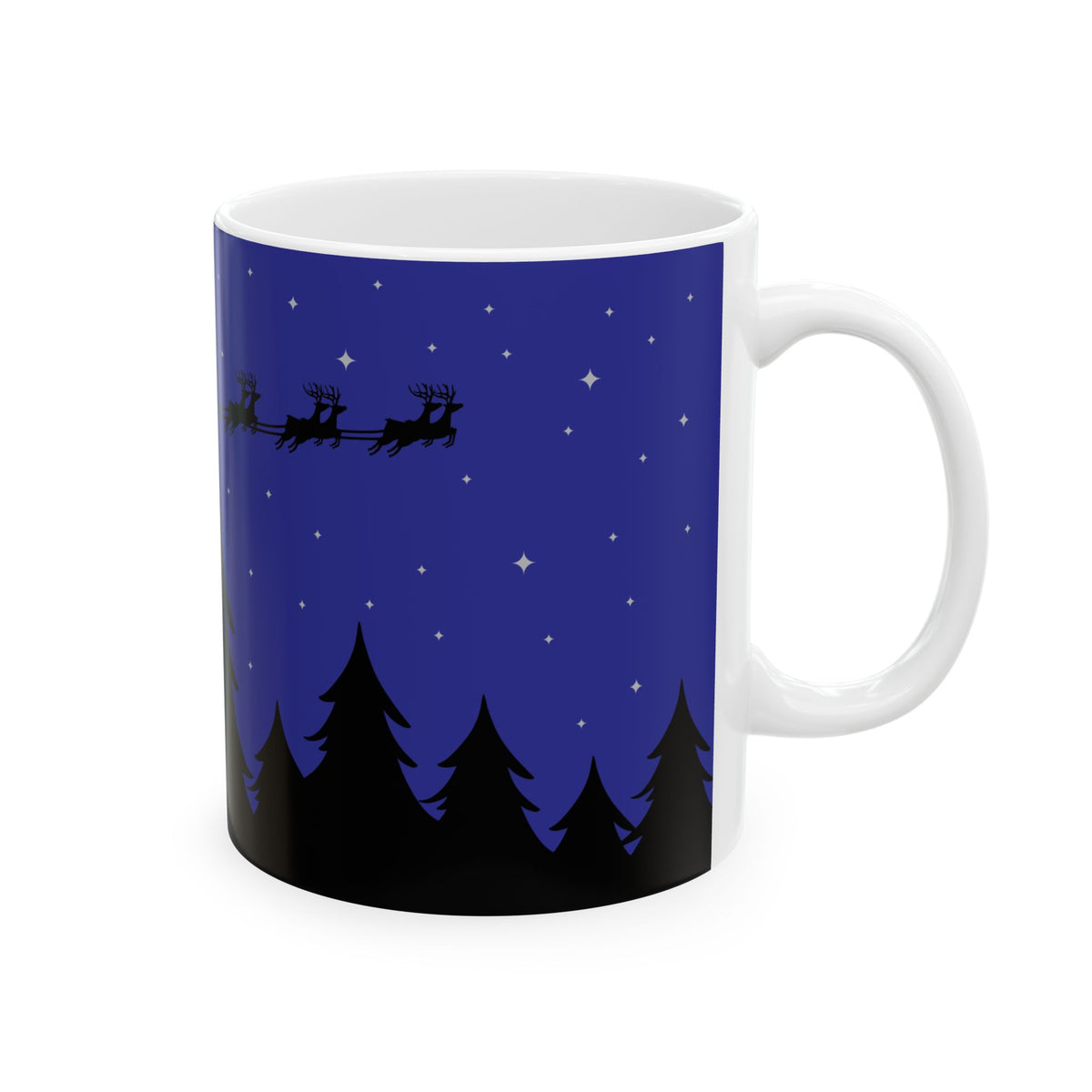 Santa Sleigh Silhouette Ceramic Mug | Night Sky Christmas Coffee Cup