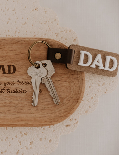 Wooden keyring for dad, engraved Personalised wood key ring name tag