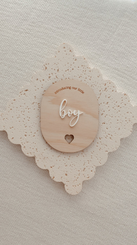 Baby Boy/Girl Announcement Plaque - Wooden