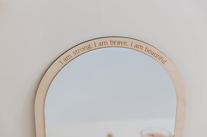 Arch Mirror with engraved message Affirmation or Daily Mantra