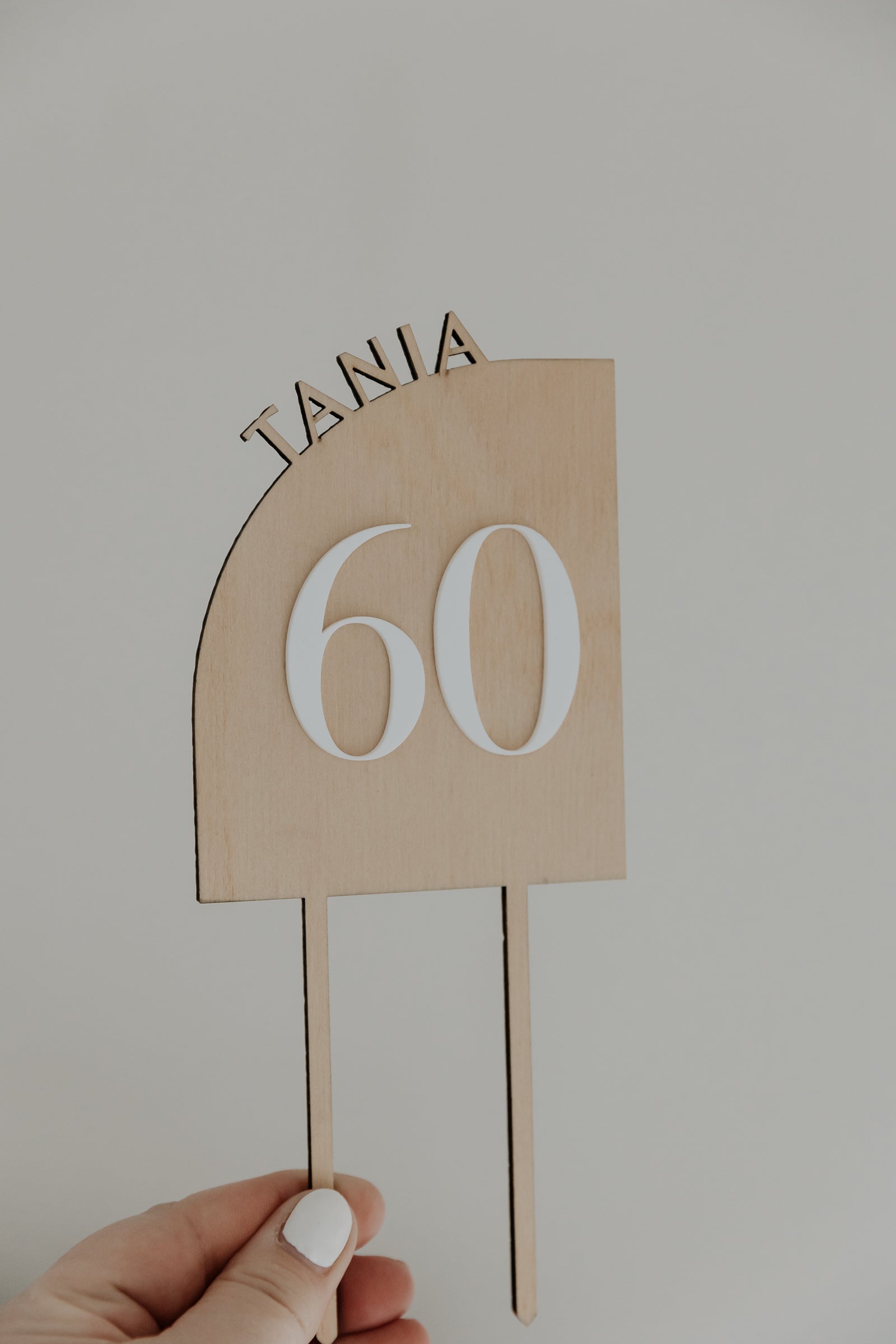 Custom Cake Topper Arch Shape Birthday Number Cut out name Wooden