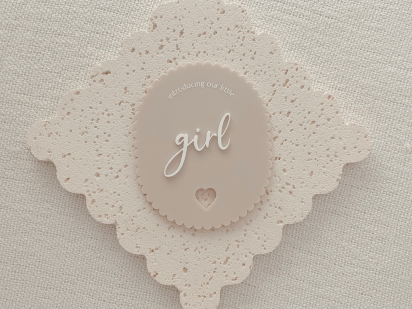 Baby Girl Birth Announcement Disc in acrylic, Double sided birth announcement gender reveal disc