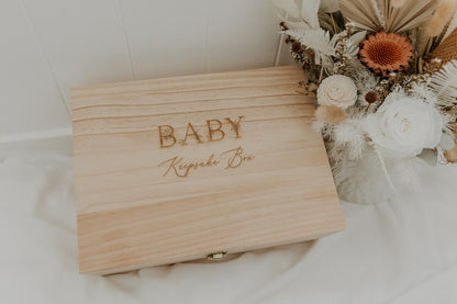 Newborn wooden keepsake box for baby items