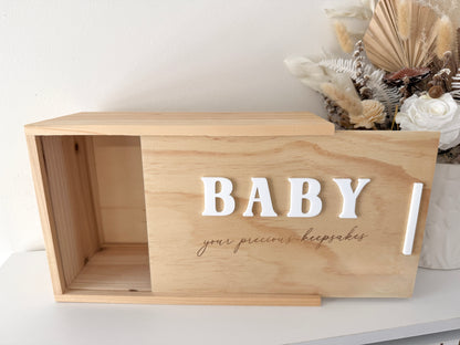 RTS Baby Keepsake Wooden Box - SMALL Slide Lid SECONDS